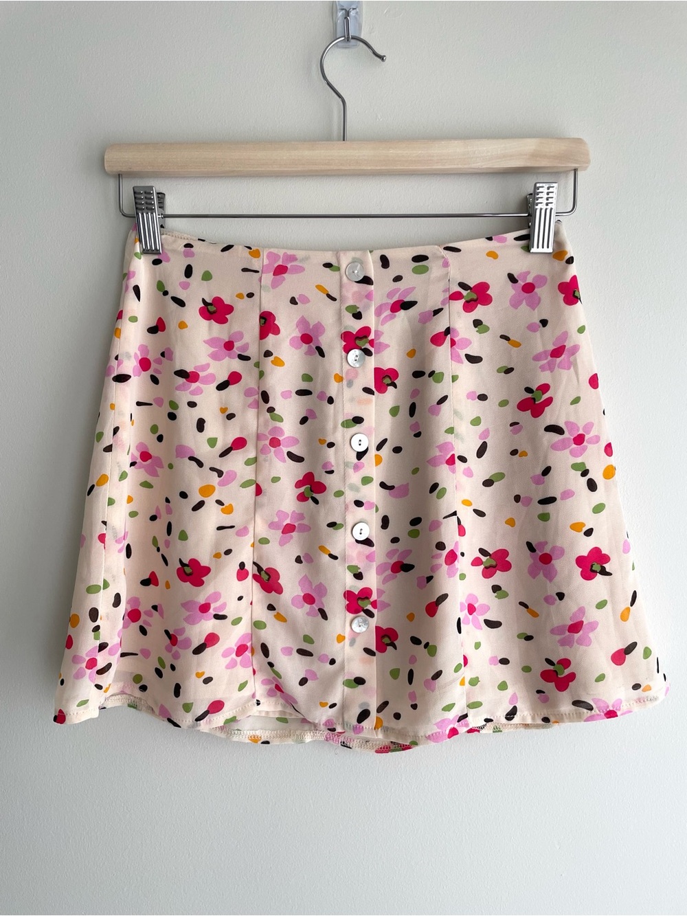 Princess Polly Pink Girlhood Preppy Flowy Floral Button-Front Mini Skirt